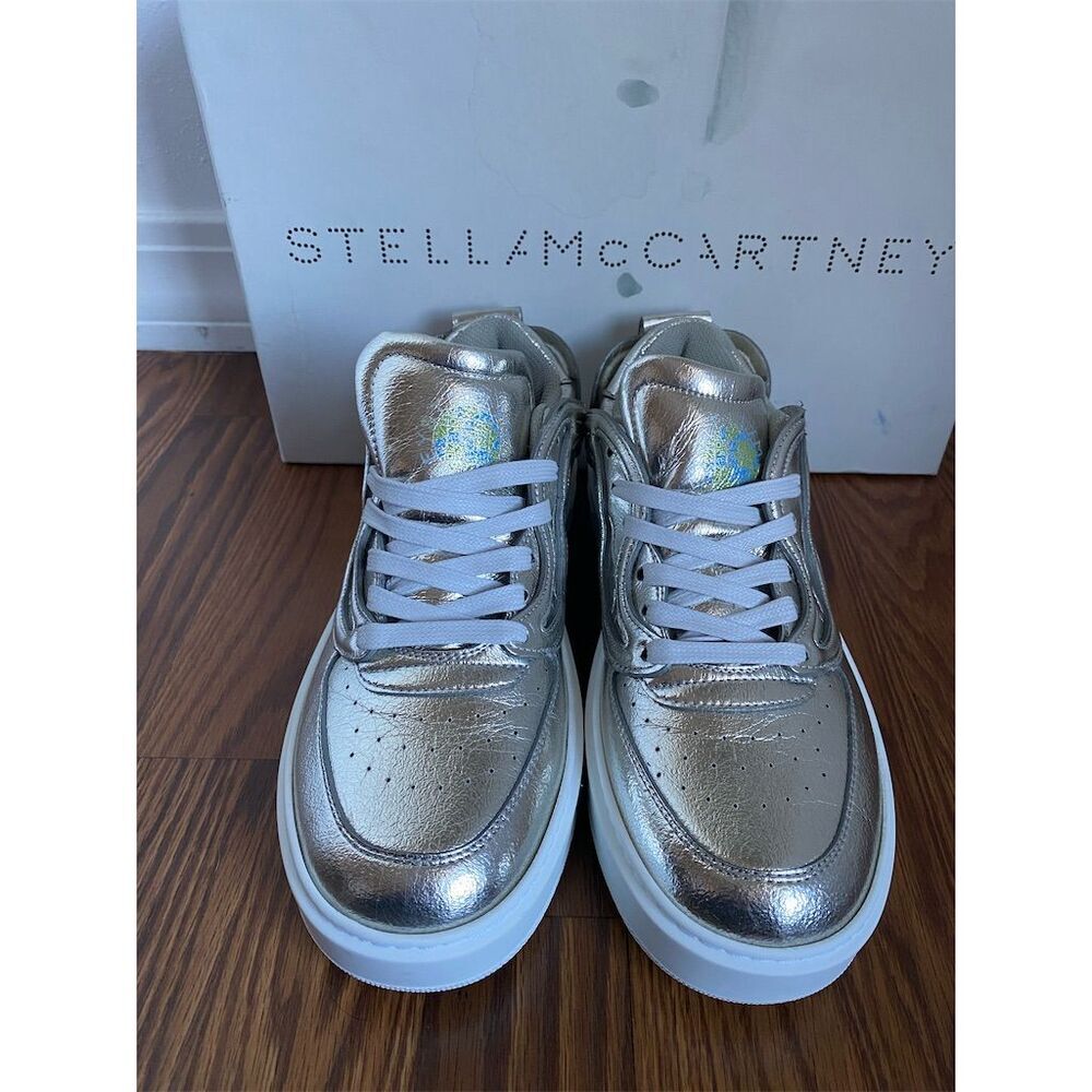 Stella McCartney Metallic Silver Platform Athletic Sneakers - Picture 3 of 10